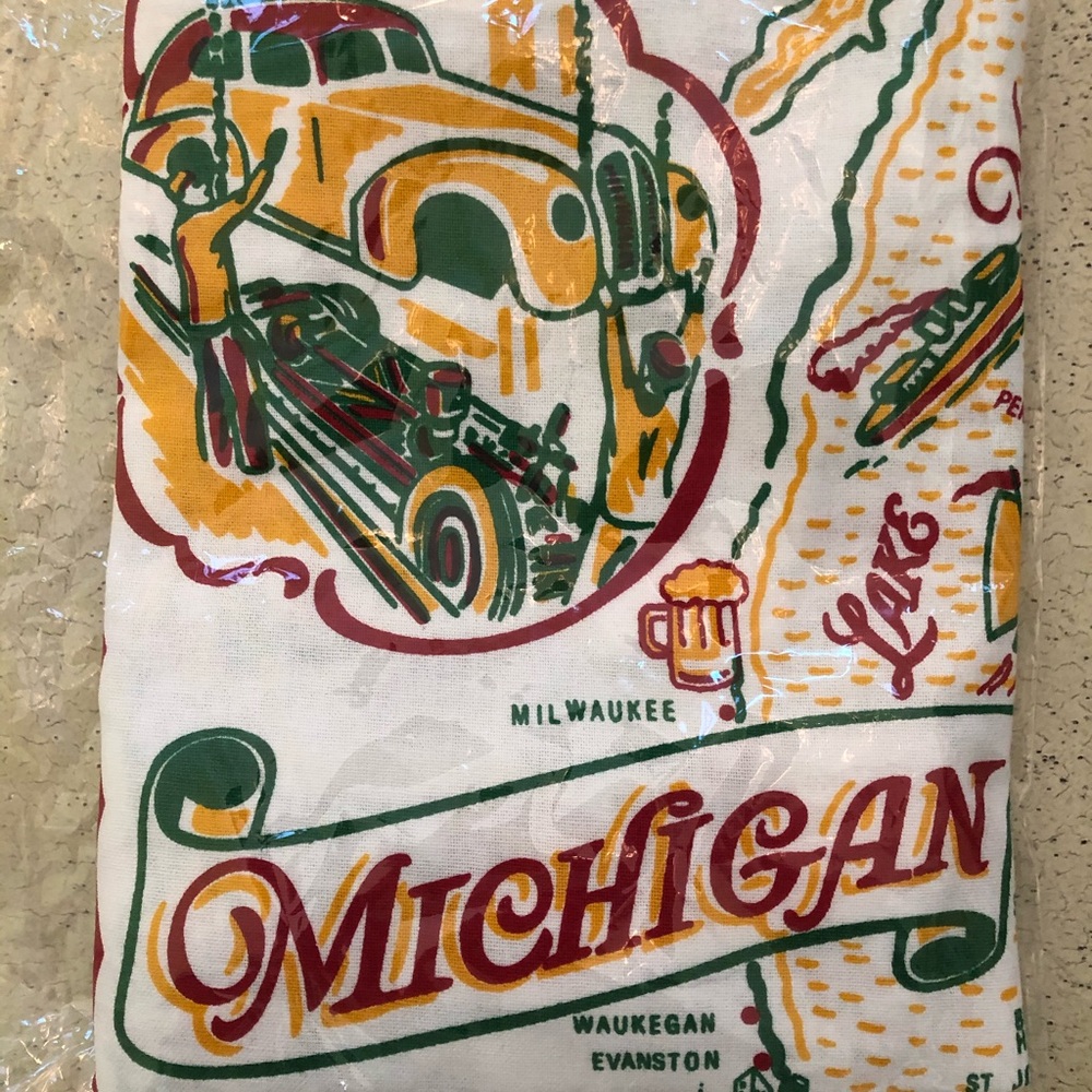 Vintage Michigan Map Tote Retro Souvenir